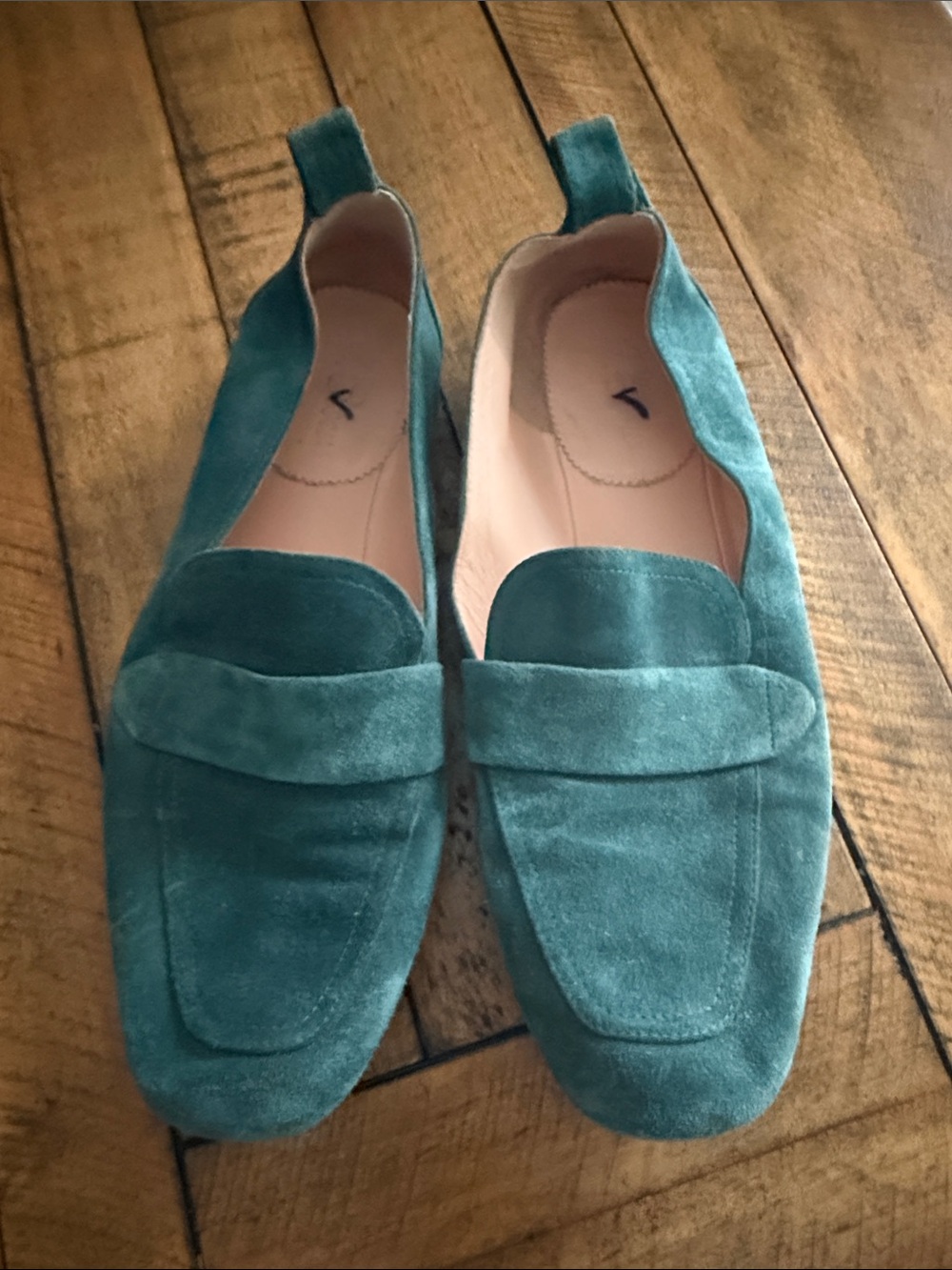J. Crew Teal Suede Penny Loafers